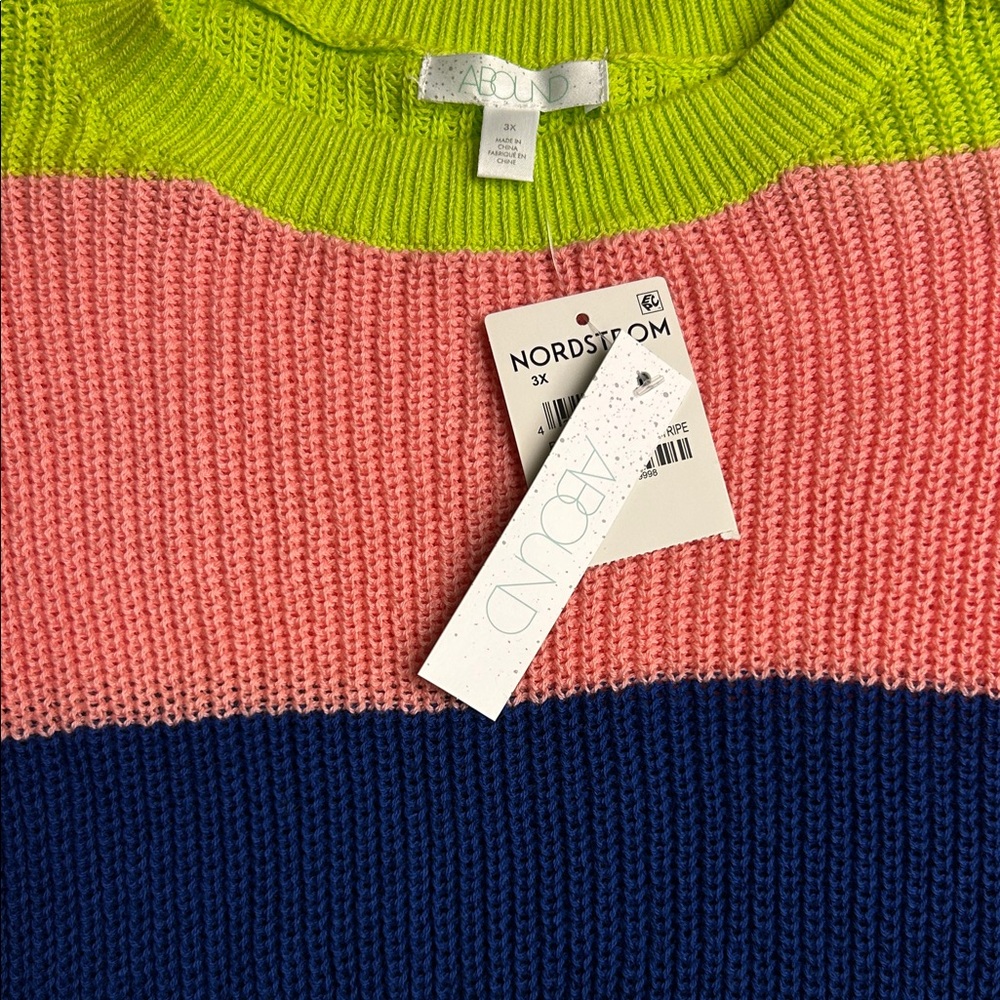 Abound Women's Sweater - Lime, Pink, and Navy 3X